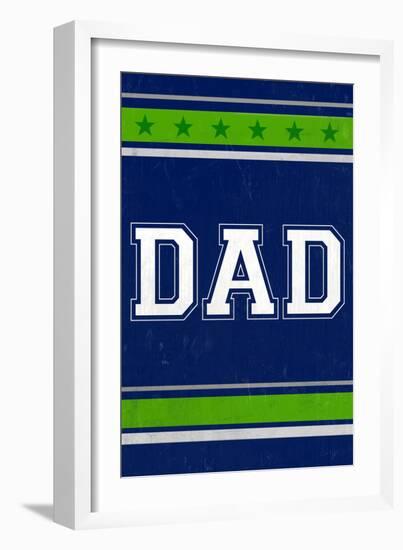 Monogram - Game Day - Blue and Green - Dad-Lantern Press-Framed Art Print