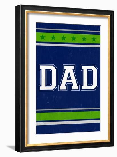 Monogram - Game Day - Blue and Green - Dad-Lantern Press-Framed Art Print