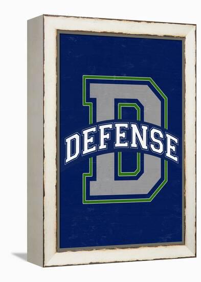 Monogram - Game Day - Blue and Green - Defense-Lantern Press-Framed Stretched Canvas