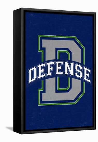 Monogram - Game Day - Blue and Green - Defense-Lantern Press-Framed Stretched Canvas