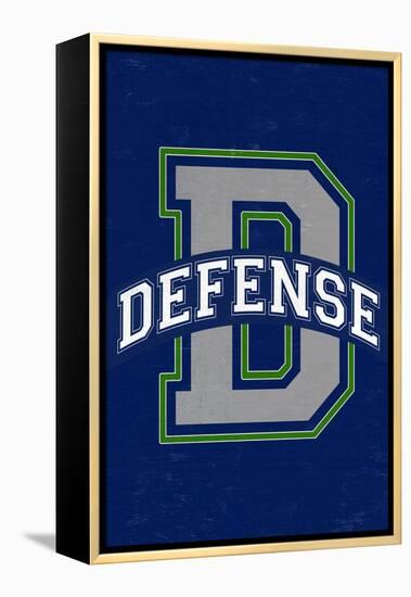 Monogram - Game Day - Blue and Green - Defense-Lantern Press-Framed Stretched Canvas