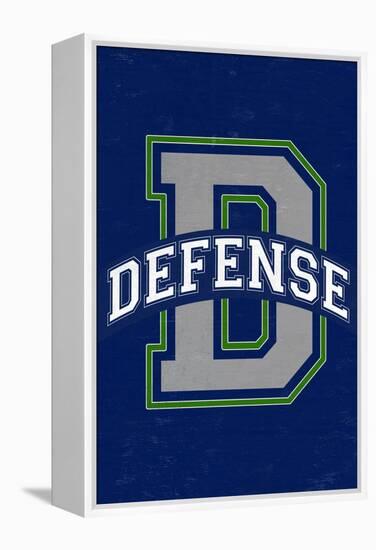 Monogram - Game Day - Blue and Green - Defense-Lantern Press-Framed Stretched Canvas