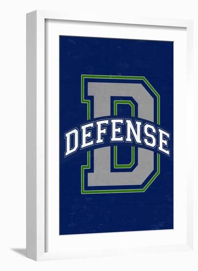 Monogram - Game Day - Blue and Green - Defense-Lantern Press-Framed Art Print