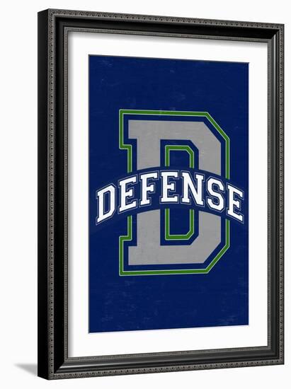 Monogram - Game Day - Blue and Green - Defense-Lantern Press-Framed Art Print