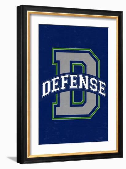 Monogram - Game Day - Blue and Green - Defense-Lantern Press-Framed Art Print