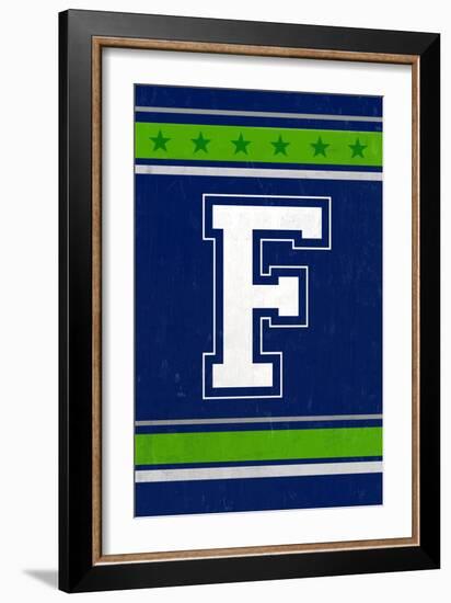 Monogram - Game Day - Blue and Green - F-Lantern Press-Framed Art Print