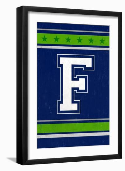 Monogram - Game Day - Blue and Green - F-Lantern Press-Framed Art Print