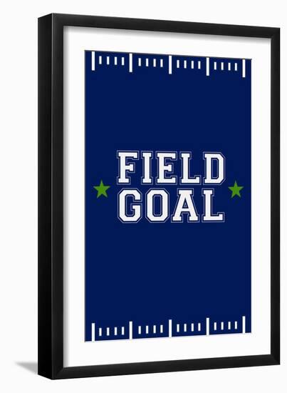 Monogram - Game Day - Blue and Green - Field Goal-Lantern Press-Framed Art Print