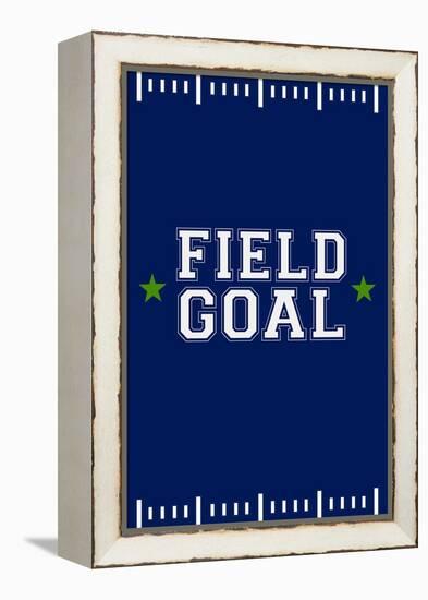 Monogram - Game Day - Blue and Green - Field Goal-Lantern Press-Framed Stretched Canvas