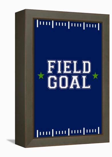 Monogram - Game Day - Blue and Green - Field Goal-Lantern Press-Framed Stretched Canvas