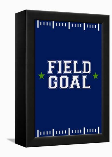 Monogram - Game Day - Blue and Green - Field Goal-Lantern Press-Framed Stretched Canvas