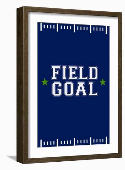 Monogram - Game Day - Blue and Green - Field Goal-Lantern Press-Framed Premium Giclee Print