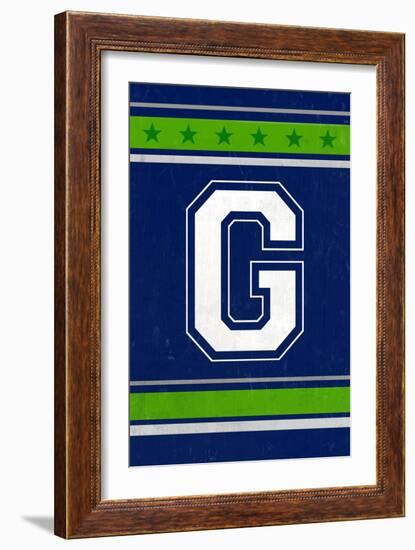 Monogram - Game Day - Blue and Green - G-Lantern Press-Framed Art Print