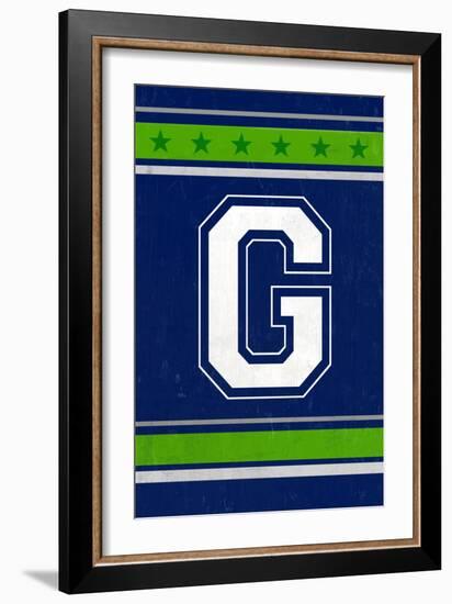 Monogram - Game Day - Blue and Green - G-Lantern Press-Framed Art Print