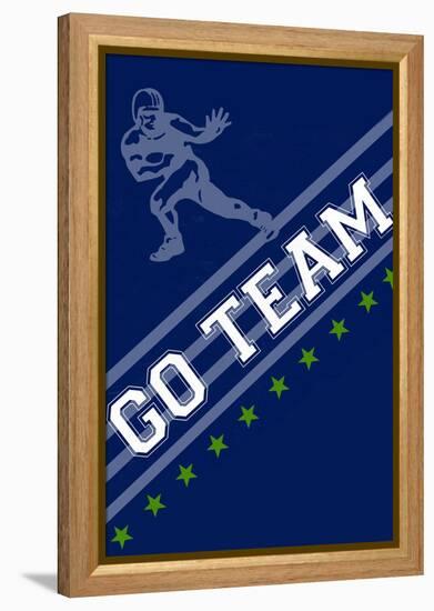 Monogram - Game Day - Blue and Green - Go Team-Lantern Press-Framed Stretched Canvas