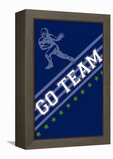 Monogram - Game Day - Blue and Green - Go Team-Lantern Press-Framed Stretched Canvas