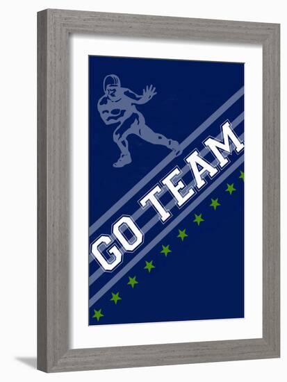 Monogram - Game Day - Blue and Green - Go Team-Lantern Press-Framed Art Print