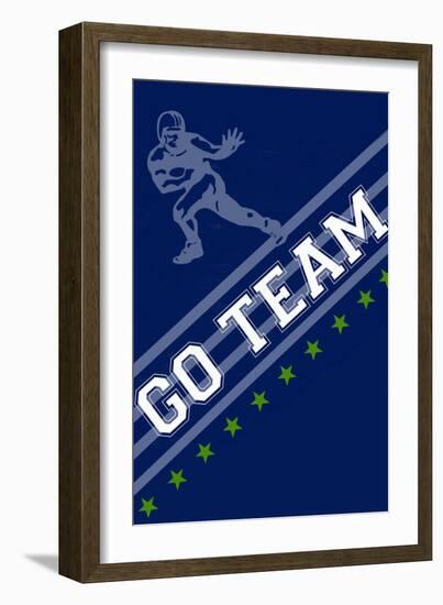 Monogram - Game Day - Blue and Green - Go Team-Lantern Press-Framed Art Print