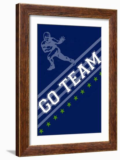 Monogram - Game Day - Blue and Green - Go Team-Lantern Press-Framed Art Print