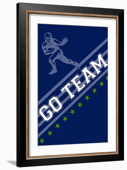 Monogram - Game Day - Blue and Green - Go Team-Lantern Press-Framed Art Print