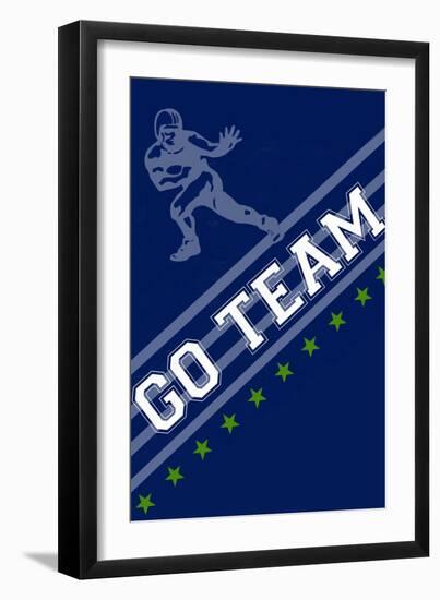 Monogram - Game Day - Blue and Green - Go Team-Lantern Press-Framed Art Print