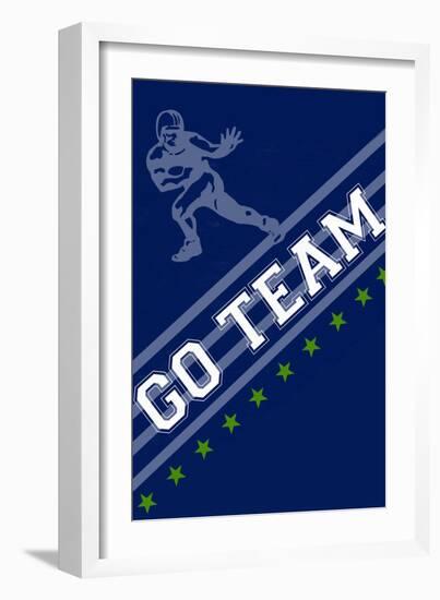 Monogram - Game Day - Blue and Green - Go Team-Lantern Press-Framed Art Print