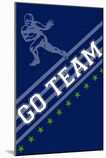 Monogram - Game Day - Blue and Green - Go Team-Lantern Press-Mounted Art Print