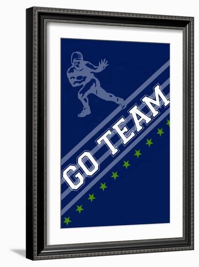 Monogram - Game Day - Blue and Green - Go Team-Lantern Press-Framed Art Print