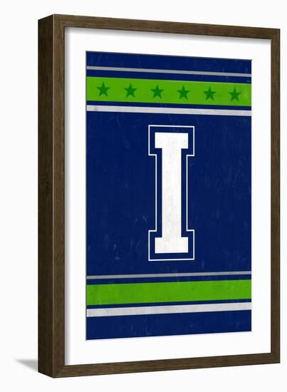 Monogram - Game Day - Blue and Green - I-Lantern Press-Framed Art Print