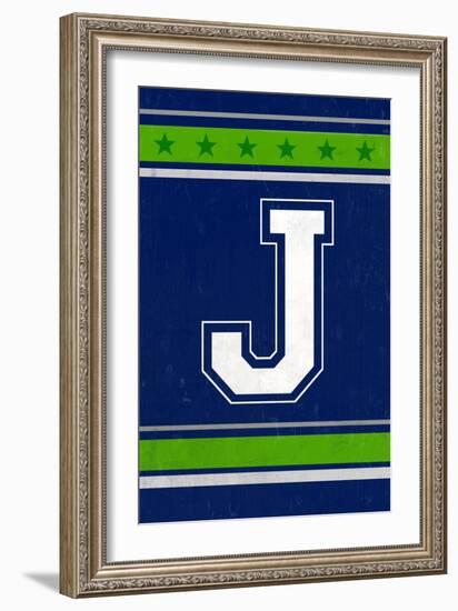 Monogram - Game Day - Blue and Green - J-Lantern Press-Framed Art Print