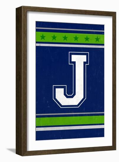 Monogram - Game Day - Blue and Green - J-Lantern Press-Framed Art Print