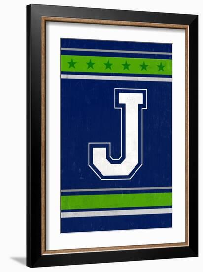 Monogram - Game Day - Blue and Green - J-Lantern Press-Framed Art Print