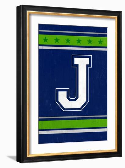 Monogram - Game Day - Blue and Green - J-Lantern Press-Framed Art Print