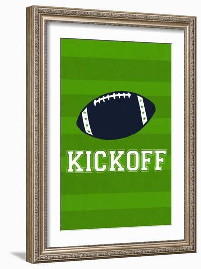 Monogram - Game Day - Blue and Green - Kickoff-Lantern Press-Framed Art Print