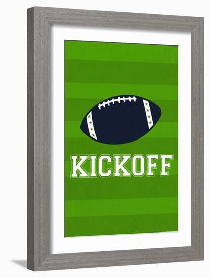 Monogram - Game Day - Blue and Green - Kickoff-Lantern Press-Framed Art Print