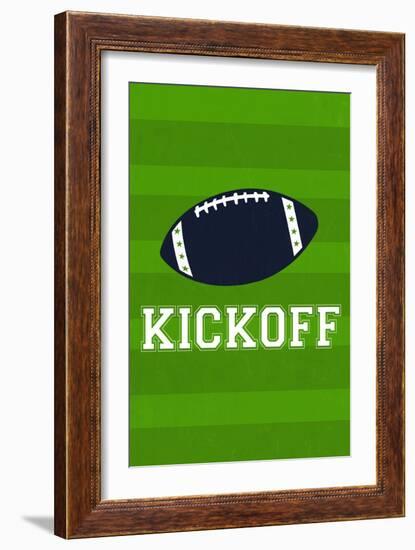 Monogram - Game Day - Blue and Green - Kickoff-Lantern Press-Framed Art Print