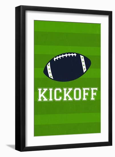 Monogram - Game Day - Blue and Green - Kickoff-Lantern Press-Framed Art Print