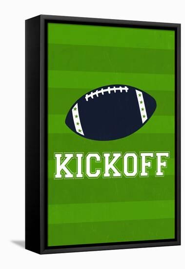 Monogram - Game Day - Blue and Green - Kickoff-Lantern Press-Framed Stretched Canvas