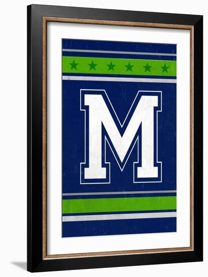 Monogram - Game Day - Blue and Green - M-Lantern Press-Framed Art Print