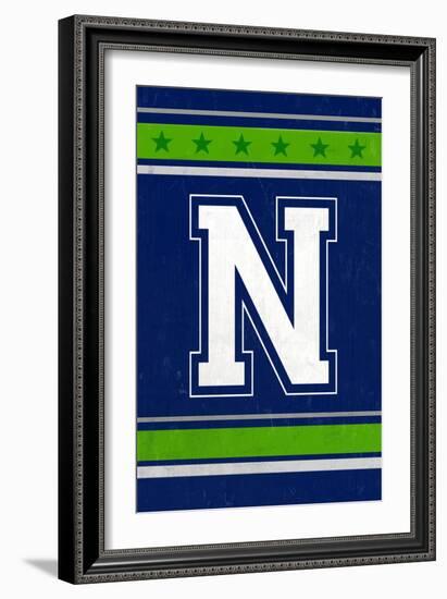 Monogram - Game Day - Blue and Green - N-Lantern Press-Framed Art Print