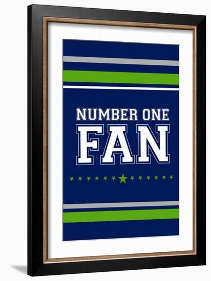 Monogram - Game Day - Blue and Green - Number One Fan-Lantern Press-Framed Premium Giclee Print