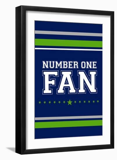 Monogram - Game Day - Blue and Green - Number One Fan-Lantern Press-Framed Premium Giclee Print