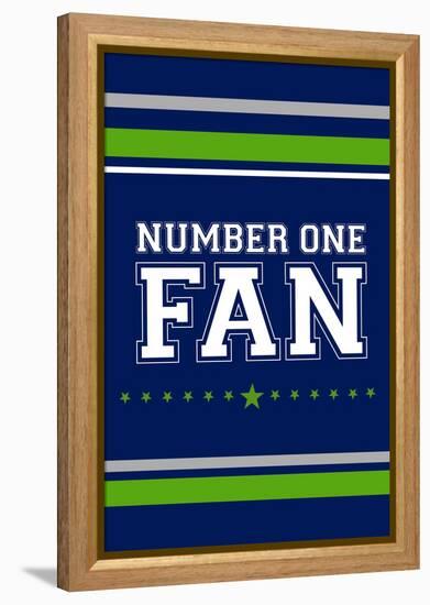 Monogram - Game Day - Blue and Green - Number One Fan-Lantern Press-Framed Stretched Canvas