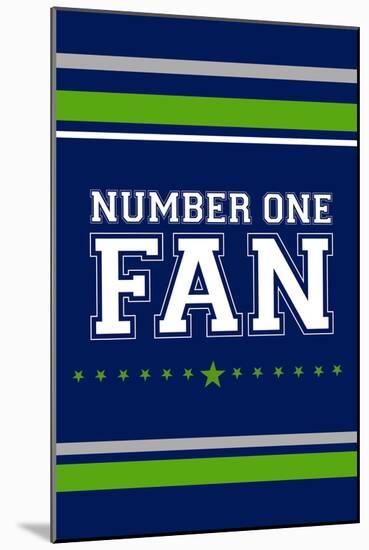 Monogram - Game Day - Blue and Green - Number One Fan-Lantern Press-Mounted Art Print
