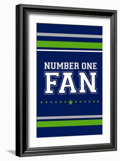 Monogram - Game Day - Blue and Green - Number One Fan-Lantern Press-Framed Art Print