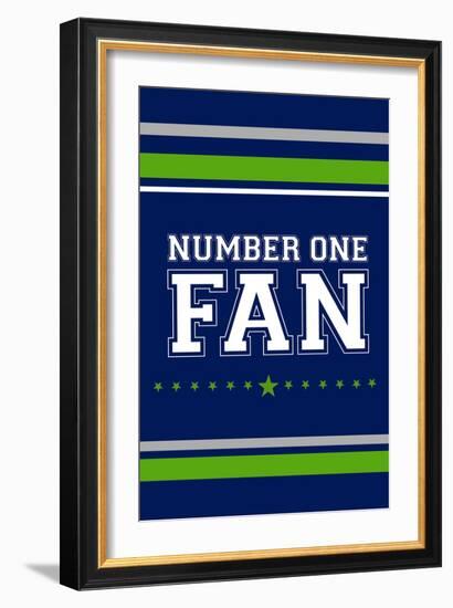 Monogram - Game Day - Blue and Green - Number One Fan-Lantern Press-Framed Art Print