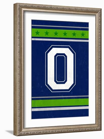 Monogram - Game Day - Blue and Green - O-Lantern Press-Framed Art Print