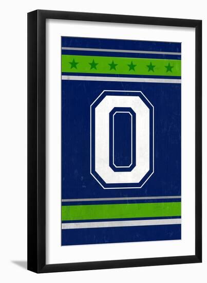 Monogram - Game Day - Blue and Green - O-Lantern Press-Framed Art Print