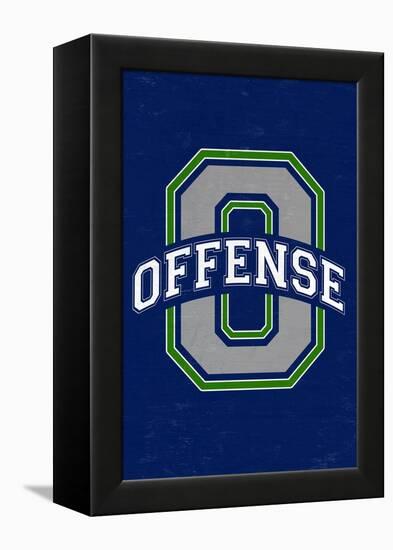 Monogram - Game Day - Blue and Green - Offense-Lantern Press-Framed Stretched Canvas