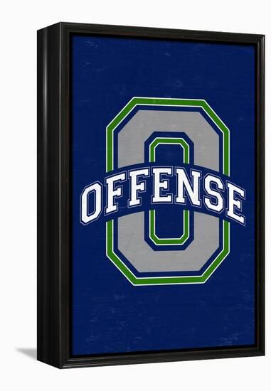 Monogram - Game Day - Blue and Green - Offense-Lantern Press-Framed Stretched Canvas